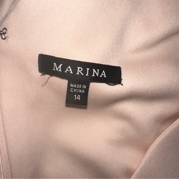 MARINA Peach Beaded Gown Lined Wedding Prom Size 8 #TT - Picture 3 of 3